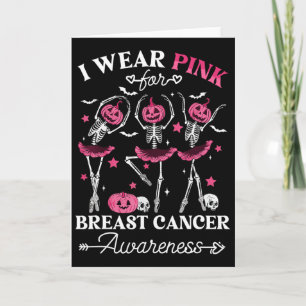 Skelett Halloween Ich trage Rosa für Brustkrebs A Karte