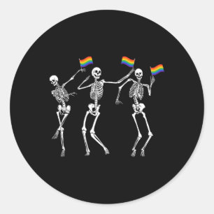 Skelett Halloween Lgbt Flagge Skelett Gay Pride Mo Runder Aufkleber