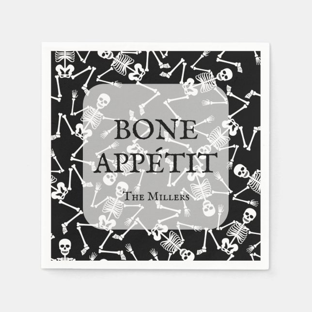 Skelett Halloween-Party Black Serviette (Vorderseite)