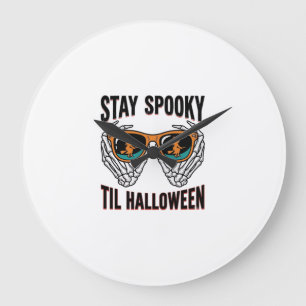 Skelett-Halloween-Shirt mit Hexenbrille Vintage Große Wanduhr