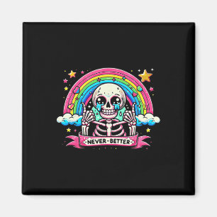 Skelett Halloween-Shirts Nie Besser Schädel Regenb Magnet