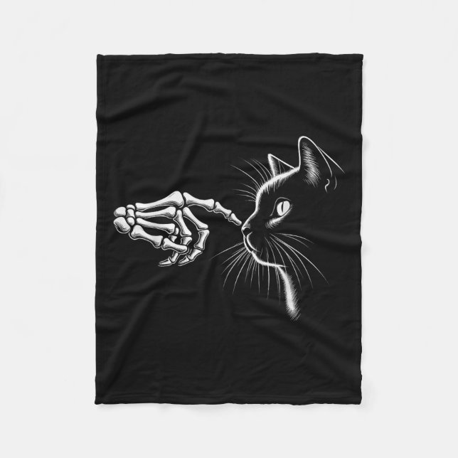 Skelett Hand Boop Black Cat Pet Frauen Männer Hal Fleecedecke (Vorderseite)