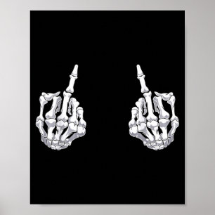 Skelett Hand Halloween Knochen Mittelfinger Totenk Poster