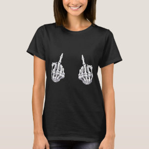 Skelett Hand Halloween Knochen Mittelfinger Totenk T-Shirt