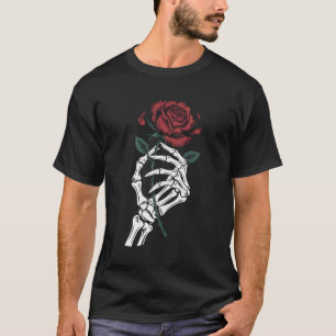 Skelett-Hand hält Rosen-Gothic-T-Shirt für Dunkle T-Shirt