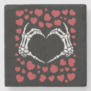 Skelett-Hand-Herz Lustige Knochen Valentinstag Steinuntersetzer