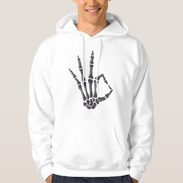 Skelett-Hand OK-Zeichen Hoodie (Vorderseite)