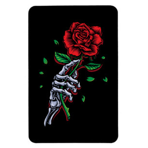 Skelett-Hand Rote Rose Blume Magnet