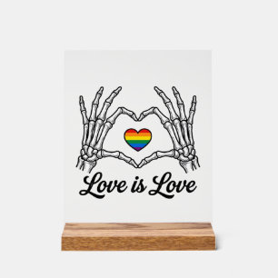 Skelett Hände Regenbogen Herz Liebe ist Liebe Shir Acrylschild
