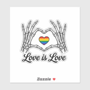 Skelett Hände Regenbogen Herz Liebe ist Liebe Shir Aufkleber
