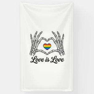 Skelett Hände Regenbogen Herz Liebe ist Liebe Shir Banner