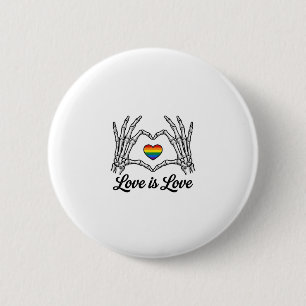 Skelett Hände Regenbogen Herz Liebe ist Liebe Shir Button