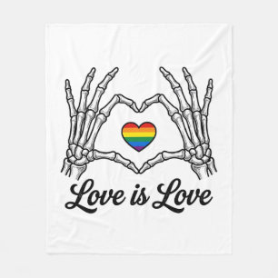 Skelett Hände Regenbogen Herz Liebe ist Liebe Shir Fleecedecke