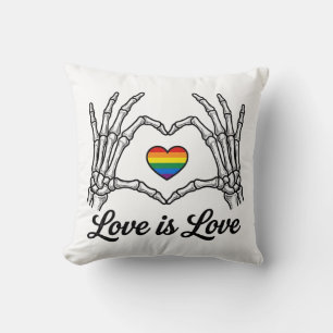 Skelett Hände Regenbogen Herz Liebe ist Liebe Shir Kissen