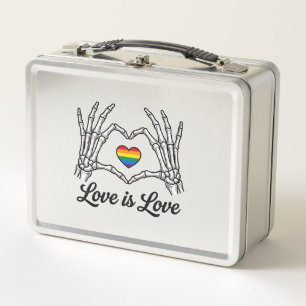 Skelett Hände Regenbogen Herz Liebe ist Liebe Shir Metall Brotdose