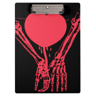 Skelett Hände rotes Herz Liebe Gothic Romantik Klemmbrett