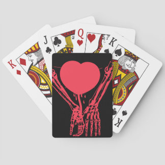 Skelett Hände rotes Herz Liebe Gothic Romantik Spielkarten