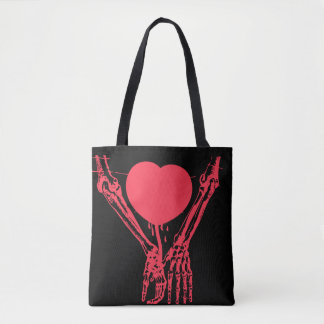Skelett Hände rotes Herz Liebe Gothic Romantik Tasche