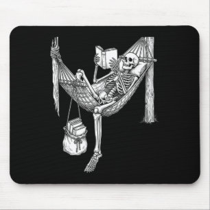Skelett-Hängematte liest lustiges Buch Geschenk fü Mousepad