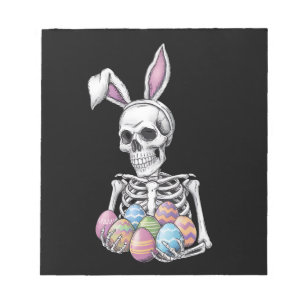Skelett-Hase hält Oster-Eier Lustiger Hase Notizblock