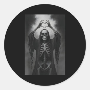 Skelett Herz Hände Y Gesicht Horror Ster Halloween Runder Aufkleber