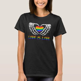 Skelett Herz Liebe ist Liebe Rainbow LGBT Gay Lesb T-Shirt