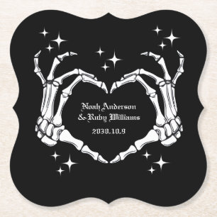 Skelett-Herzförmige-Hand-Hochzeit Untersetzer