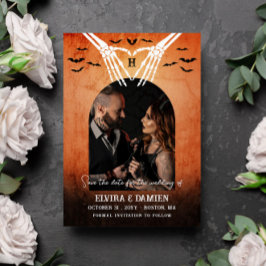 Skelett Herzmonogramm Goth Foto Save the Date