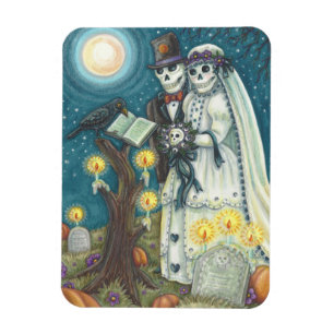 SKELETT-HOCHZEIT AUF DEM FRIEDHOF MAGNET Rechteck