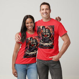 Skelett-Hochzeit, gotische Liebende umarmen sich T-Shirt
