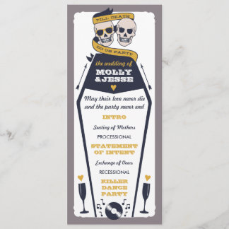 Skelett-Hochzeitsprogramm - Navy und Senf Programm