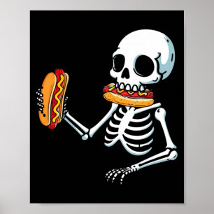 Skelett Hot Dog Halloween Poster