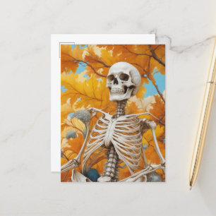 Skelett im Herbst Postkarte