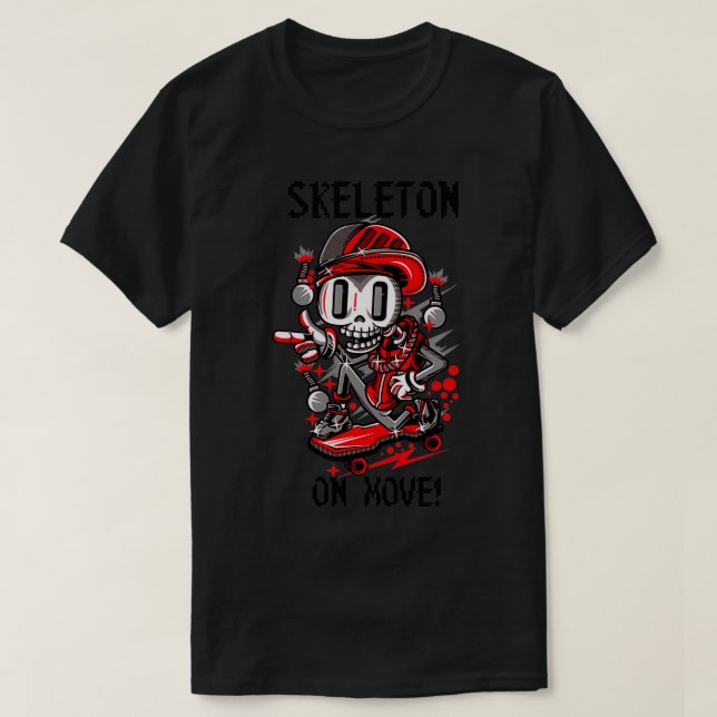 Skelett in Bewegung T-Shirt (Design vorne)