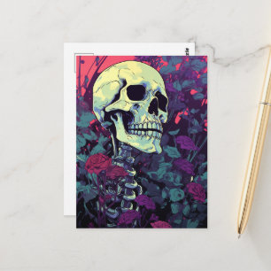 Skelett in den Blume Postkarte