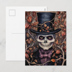Skelett in Style Halloween Postcard Feiertagspostkarte