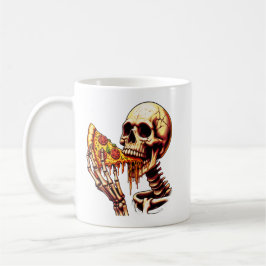 Skelett isst Pizza Kaffeetasse
