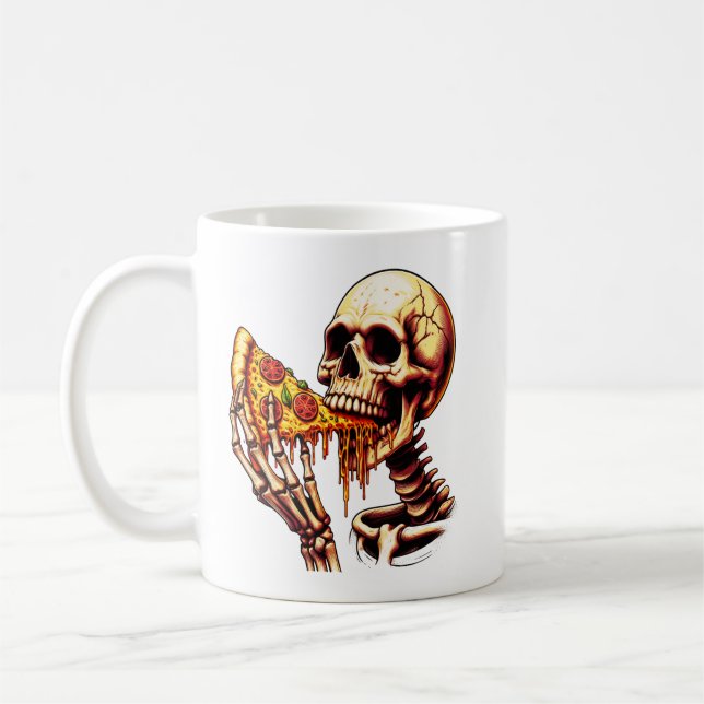 Skelett isst Pizza Kaffeetasse (Links)