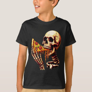 Skelett isst Pizza T-Shirt