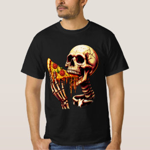 Skelett isst Pizza T-Shirt