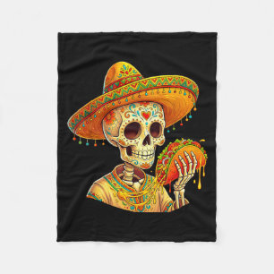Skelett isst Tacos tropft Cinco De Mayo Fiesta Fleecedecke