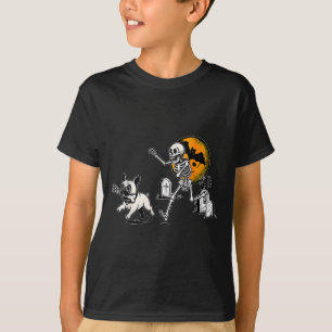 Skelett jagender Französische Bulldogge Halloween  T-Shirt