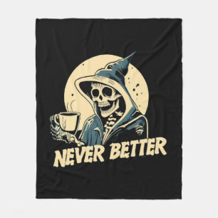 Skelett Kaffee Halloween Fleecedecke