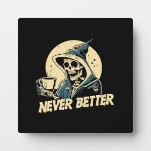 Skelett Kaffee Halloween Fotoplatte