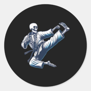 Skelett Karate Kick Martial Arts Kickboxen MMA F Runder Aufkleber