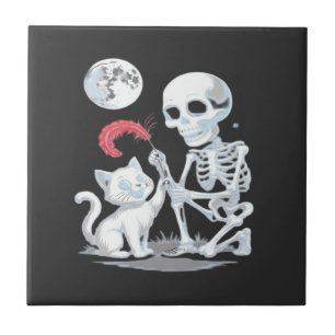 Skelett-Katze Halloween Lustig Süß Gruselig Essent Fliese