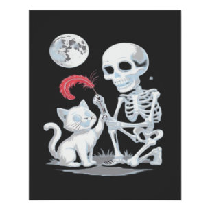 Skelett-Katze Halloween Lustig Süß Gruselig Essent Poster