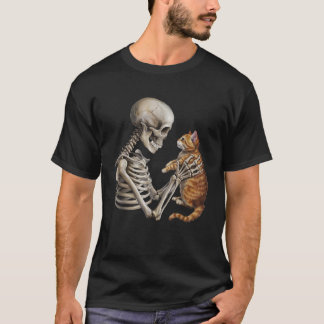 Skelett Katzen Schädel Kätzchen Süß Goth Erwachsen T-Shirt
