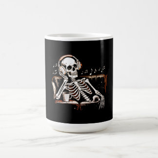 Skelett Kopfhörer Kaffee Musik Dunkle Ästhetik Kaffeetasse