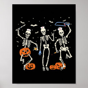 Skelett Krankenschwester Halloween Gesundheitswese Poster